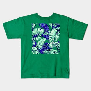 Tropical Leaves Camouflage Of Banana and Monstera 2 Kids T-Shirt